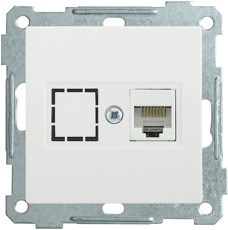 EKB16-01-K01 РK11-1-Б Розетка компьютерная RJ45 Cat6 BOLERO белый IEK