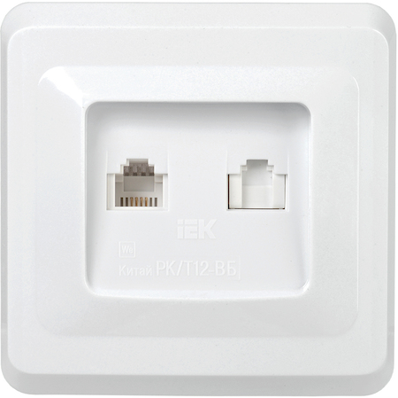 EIV20-K01-DM РK/T12-ВБ Роз. 2-ая комп. и телеф. RJ11/RJ45 ВЕГА белый IEK