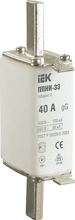 IEK DPP20-040 Плавкая вставка предохранителя ППНИ-33, габарит 0,  40А   ИЭК