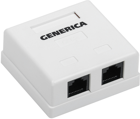 IEK CS2-1C5EU-22-G Розетка информационная настенная RJ45 кат. 5Е UTP 2 порта GENERICA
