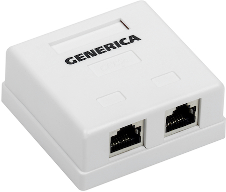 IEK CS2-1C5EF-22-G Розетка информационная настенная RJ45 кат. 5Е FTP 2 порта GENERICA