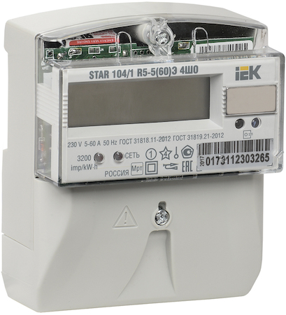 IEK CCE-1R5-1-01-1 Счетчик эл. эн. 1-фаз. мн.тариф. STAR 104/1 R5-5(60)Э 4ШО