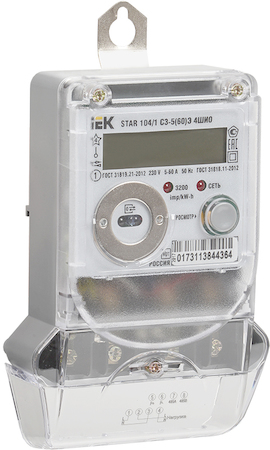 IEK CCE-1C4-1-02-1 Счетчик эл. эн. 1-фаз. мн.тариф. STAR 104/1 С3-5(60)Э 4ШИО