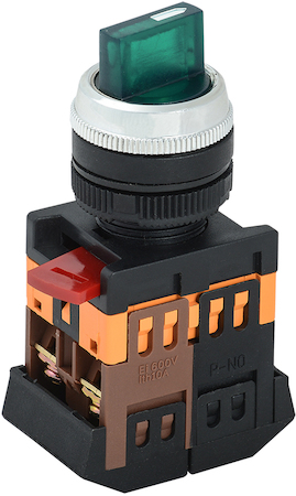 IEK BSW10-ANCLR-3-K06 Переключатель АNСLR-22-3  на 3 фикс.полож.зеленый неон/240В I-O 1з+1р ИЭК
