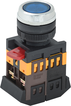 IEK BBT30-ABLFS-K07 Кнопка ABLFS-22 синий d22мм неон/240В 1з+1р ИЭК
