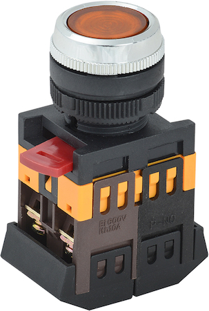 IEK BBT30-ABLFS-K05 Кнопка ABLFS-22 желтый d22мм неон/240В 1з+1р ИЭК