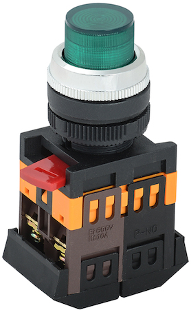IEK BBT20-ABLFP-K06 Кнопка ABLFP-22 зеленый d22мм неон/240В 1з+1р ИЭК