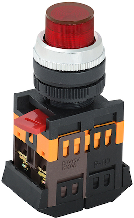IEK BBT20-ABLFP-K04 Кнопка ABLFP-22 красный d22мм неон/240В 1з+1р ИЭК