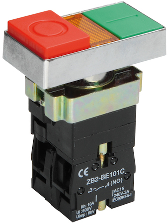 IEK BBD40-BW-K51 Кнопка управления LAY5-BW8465 "I-O" сдвоенная с подсветкой ИЭК