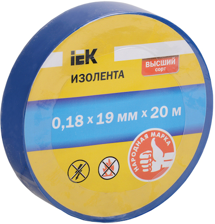 UIZ-18-19-20MS-K07 Изолента 0,18х19 мм синяя 20 метров IEK