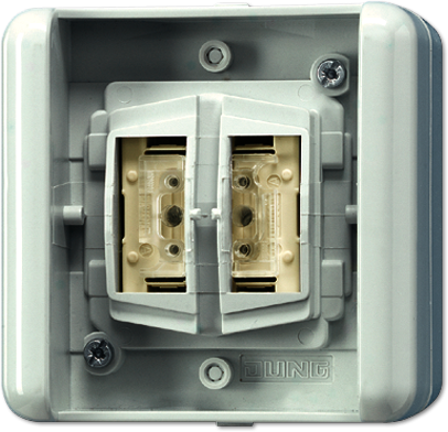 JUNG 8472.01LEDW KNX/EIB 2х клавишный выключатель\кнопка, 1 позиционная, для накладного монтажа с BCU