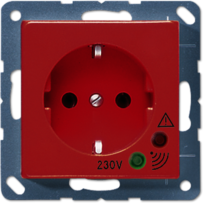 JUNG A521KIUFRT Штепсельная розетка SCHUKO 16А 250V~ с защитой от перенапряжения, красный