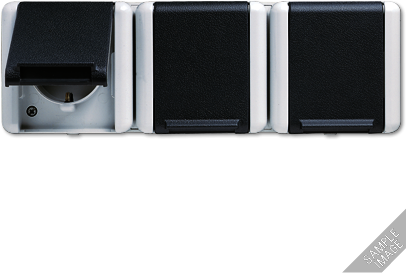 JUNG 8230NAW Тройная  горизонтальная SCHUKO-розетка 16A 250V ~; для накладного монтажа IP44