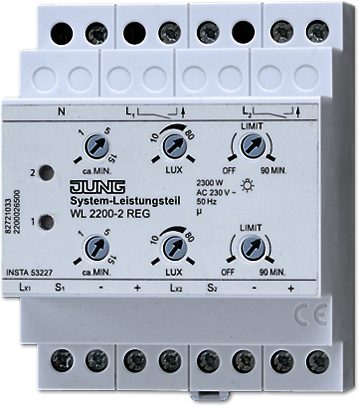 JUNG WL2200-2REG Системное исполнительное двухканальное устройство (максимум - для 16-ти датчиков), 4TE