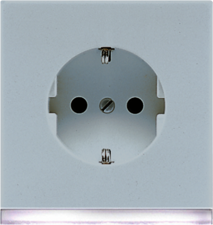 JUNG LS520-OLGLEDW Штепсельная розетка SCHUKO 16A, 250V~ с подсветкой; светло-серая