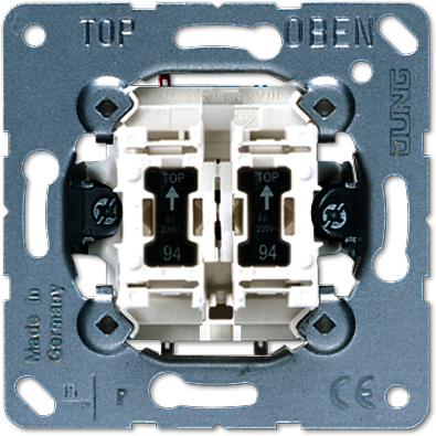 JUNG 505KOU5 Выключатель 10AX 250V  контрольный сдвоенный с двумя лампочками