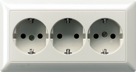 JUNG AS523WW Штепсельная розетка SCHUKO 16A 250V~ тройная, полная плата; белая