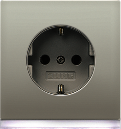 JUNG ES2520-OLEDW Штепсельная розетка SCHUKO 16A 250V~ с подсветкой; благородная сталь