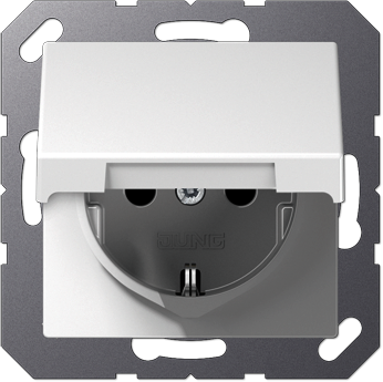 JUNG A1521BFKLWW Штепсельная розетка SCHUKO 16A 250V~ термопласт; с крышкой; белый