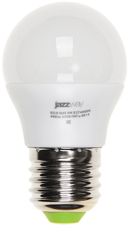 1036957A PLED- ECO-G45 5w E27 3000K 400Lm 230V/50Hz  Jazzway