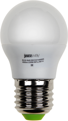 1036957 PLED- ECO-G45 5w E27 3000K 400Lm 230V/50Hz  Jazzway