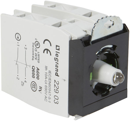 Legrand 022980 Osmoz монт.адап. 3 поста, подсв.БЕЛ. 12-24В, +2хНО+Н3 конт.бл. винт.кл