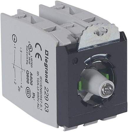 Legrand 022982 Osmoz монт.адап. 3 поста, подсв.ЗЕЛ. 12-24В, +2хНО+Н3 конт.бл. винт.кл