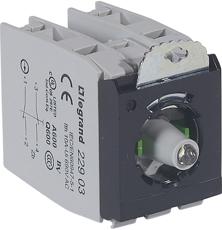 Legrand 022990 Osmoz монт.адап. 3 поста, подсв.БЕЛ. 230В, +2хНО+Н3 конт.бл. винт.кл