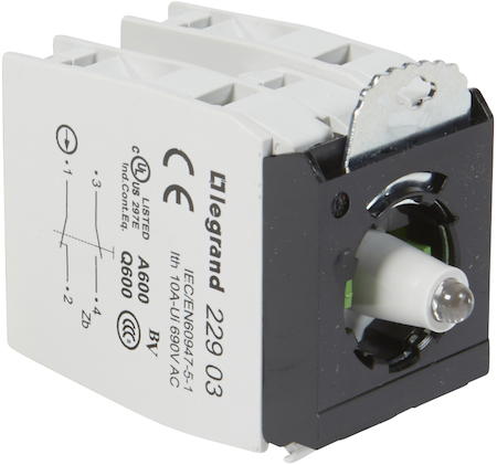Legrand 022991 Osmoz монт.адап. 3 поста, подсв.КРАСН. 230В, +2хНО+Н3 конт.бл. винт.кл