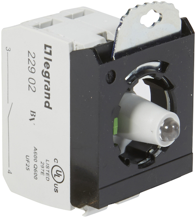 Legrand 023002 Osmoz монт.адап. 3 поста, подсв.ЗЕЛ. 12-24В, +НО конт.бл. винт.кл