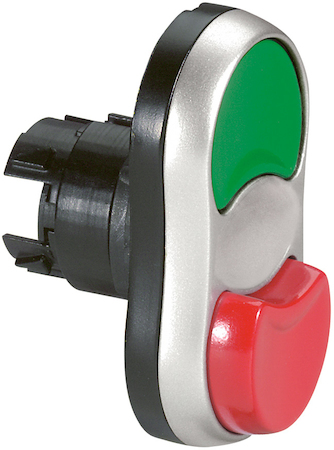 Legrand 023982 Osmoz гол.кн.двойная КРАСН "О" выступ./ЗЕЛ"I" потайн. без фикс.