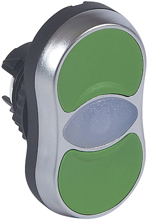 Legrand 024071 Osmoz гол.кн.подсв.двойная ЗЕЛ.потайн./ЗЕЛ.потайн. без фикс.