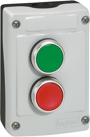 Legrand 024230 Osmoz 2 кн.пост. в сборе СЕР. зел "I"+НО, крас. "О"+НЗ