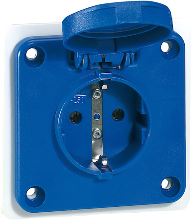 Legrand 057676 Розетка нем.ст. 16А 2К+З 230В IP44 син.75х75 со шторк.