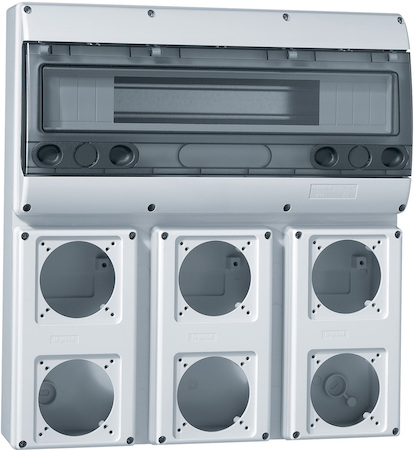 Legrand 057709 P17Осн.щит.18мод.+3лиц.пан.6роз.16А 220х125 IP66