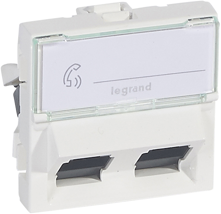 Legrand 076504 MOSAIC RJ45Х2 UTPКат.6 2мод45°