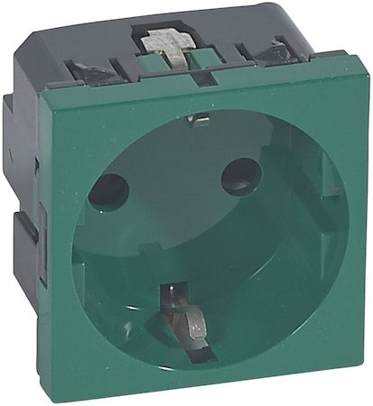 Legrand 077216 Mosaic Розетка 2К+З н.ст. зел.