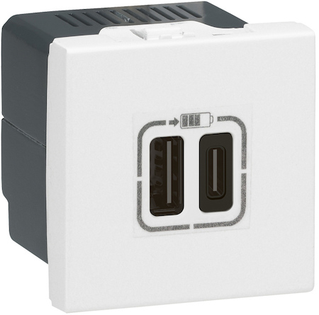 Legrand 077590 Mosaic розетка 2хUSB-C 2M бел.