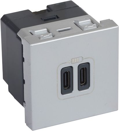 Legrand 079390 Mosaic розетка 2хUSB-C 2M алю.