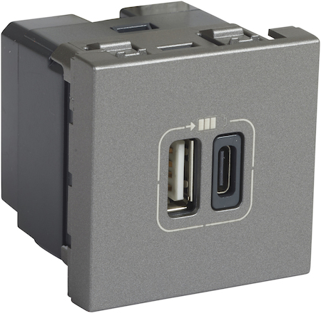 Legrand 079392 Mosaic роз USB-C+USB-A 2M алю.
