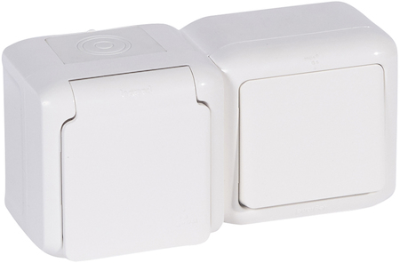 Legrand 782318 Выкл+роз 2К+З шт IP44 БЕЛ