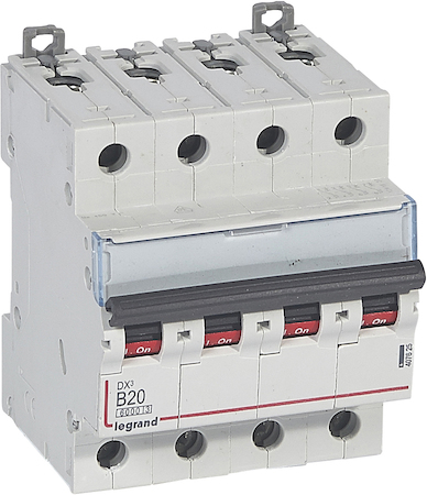 Legrand 407625 Авт.выкл.DX3 4П B20A 6000/10kA