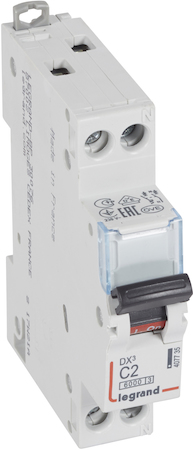 Legrand 407735 Авт.выкл.DX3 1п+N С2А 6kA/10кА