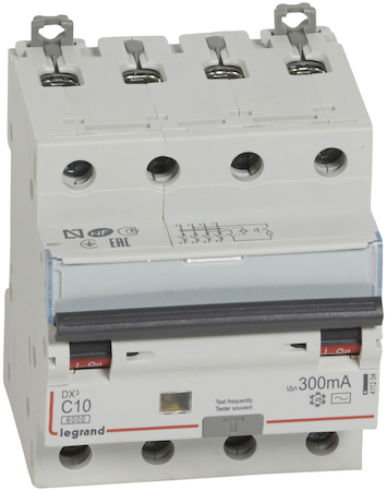 Legrand 411204 АВДТ DX3 4П C10А 300MA-AC