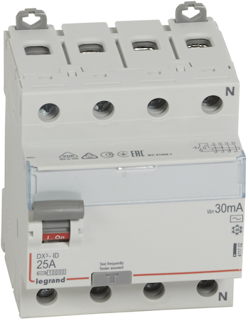 Legrand 411702 ВДТ DX3 4П 25А AC 30мА N справ