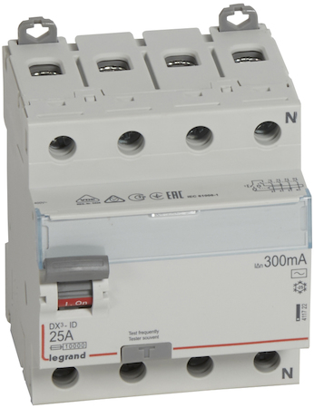 Legrand 411722 ВДТ DX3 4П 25А AC 300мА N спр.
