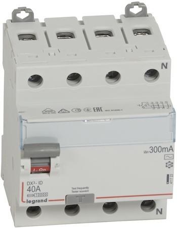 Legrand 411723 ВДТ DX3 4П 40А AC 300мА N спр.