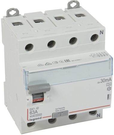 Legrand 411761 ВДТ DX3 4П 63А A 30мА N справа