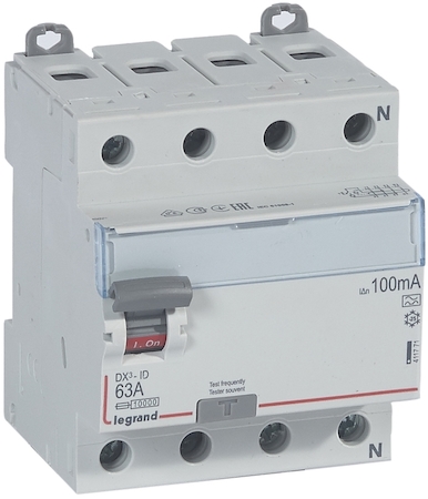 Legrand 411771 ВДТ DX3 4П 63А A 100мА N справ