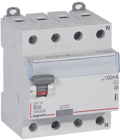 Legrand 411772 ВДТ DX3 4П 80А A 100мА N справ